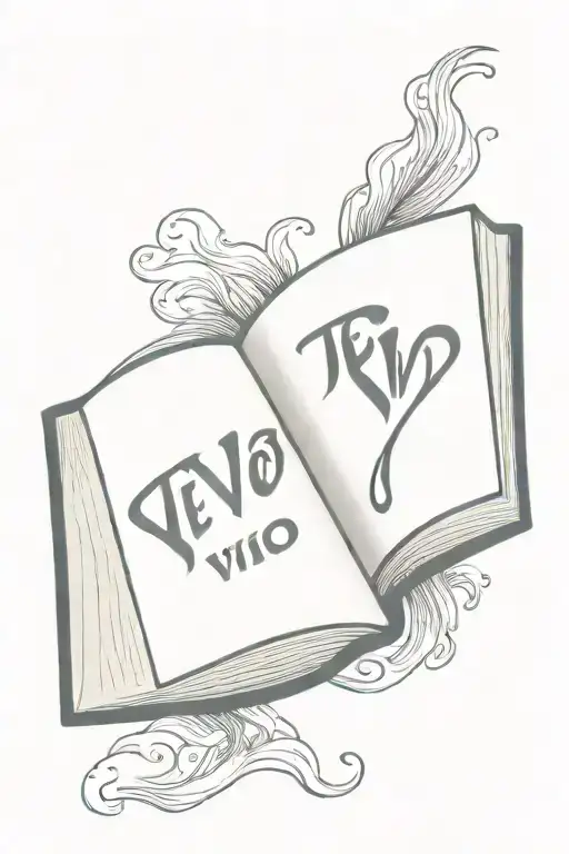 OPEN BOOKS WITH THE WORDS TE VIVO AND HEARTS FLOATING OUT FROM THE PAGES tattoo design idea