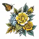 texas wildflowers, chest tattoo, yellow rose, blue bonnets, indian blankets, symmetrical tattoo design idea