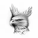 A realistic chessboard with an eagle perched on top, surrounded by mathematical equations and calculations. tattoo design idea