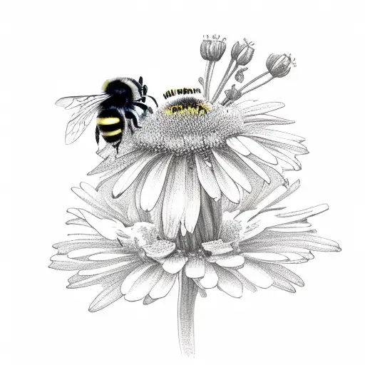 irish wildflowers with a bumble bee tattoo design idea