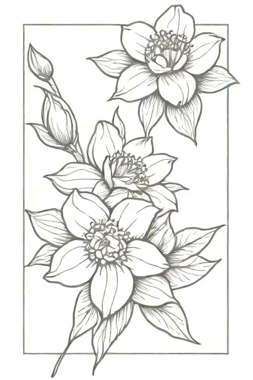 daffodil and camellia tattoo on arm band tattoo design idea