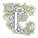 letter g with chrysanthemum flower tattoo design idea