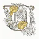 letter g with chrysanthemum flower tattoo design idea