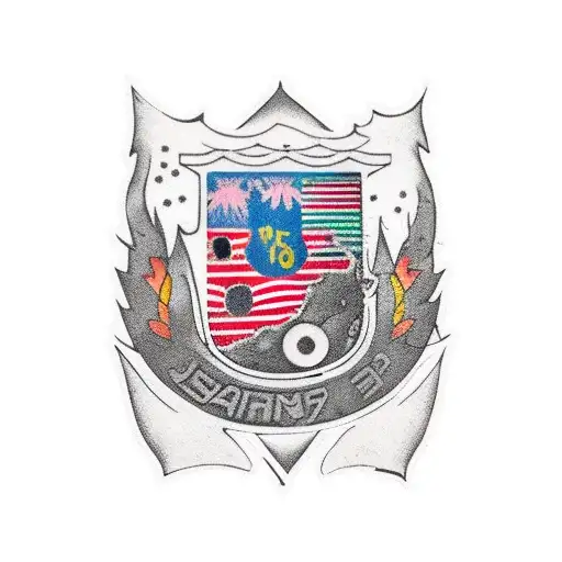 A motorcycle speeding through the streets of Sarajevo with the Bosnian flag trailing behind tattoo design idea