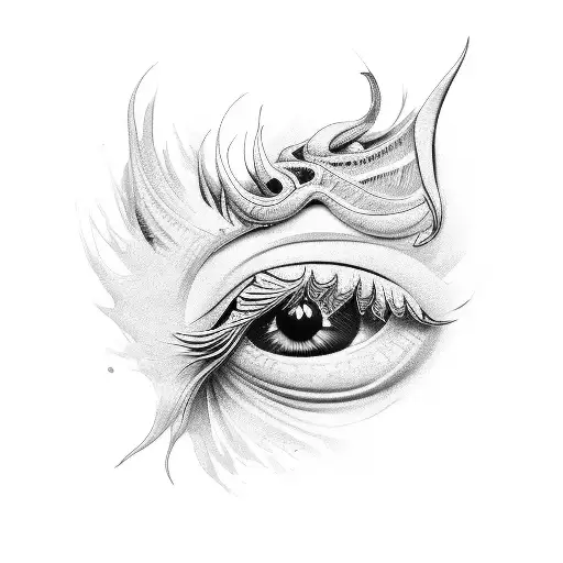 mulher segurando mascara oni tattoo design idea