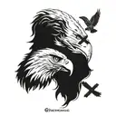 bald eagle head, wolf and 4 crosses  tattoo design idea