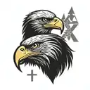 bald eagle head, wolf and 4 crosses  tattoo design idea
