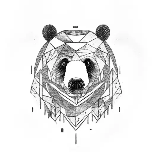 bear head and dark forest  tattoo design idea