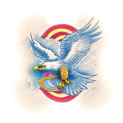 An eagle fighting a snake tattoo design idea
