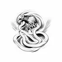 An eagle fighting a snake tattoo design idea