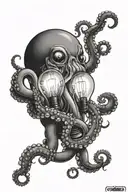octopus escaping light bulb  tattoo design idea