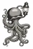 octopus escaping light bulb  tattoo design idea