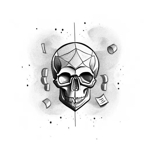 Skull with Money and Time tattoo design idea
