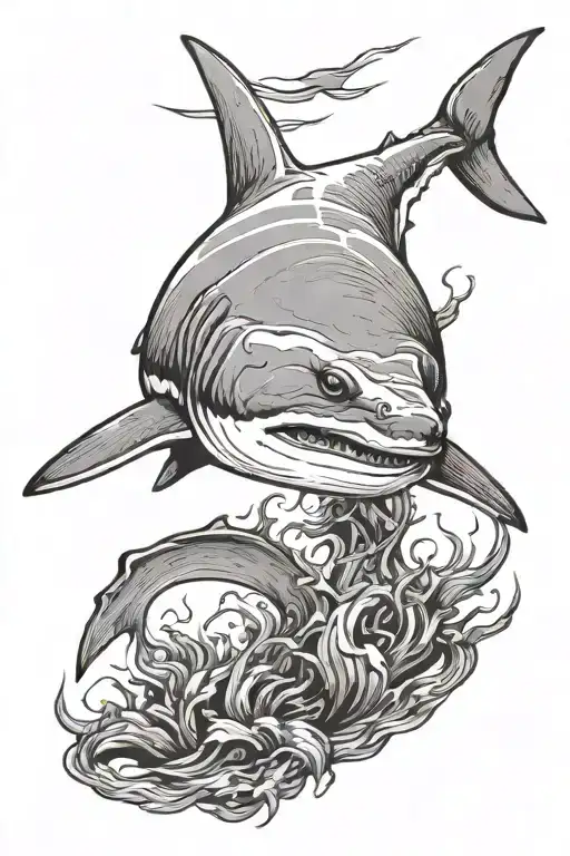 hammerhead shark swimming tattoo design idea