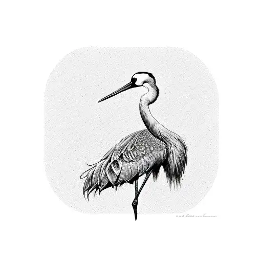 crane bird  tattoo design idea