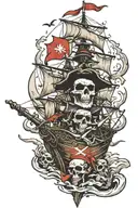 pirate ship, pirate skull, world war 2 poland flag  tattoo design idea
