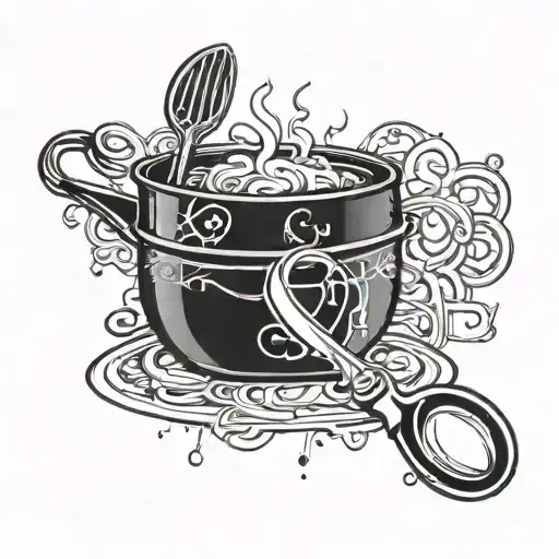 A stylized cooking utensil incorporating elements of anesthesia symbols tattoo design idea