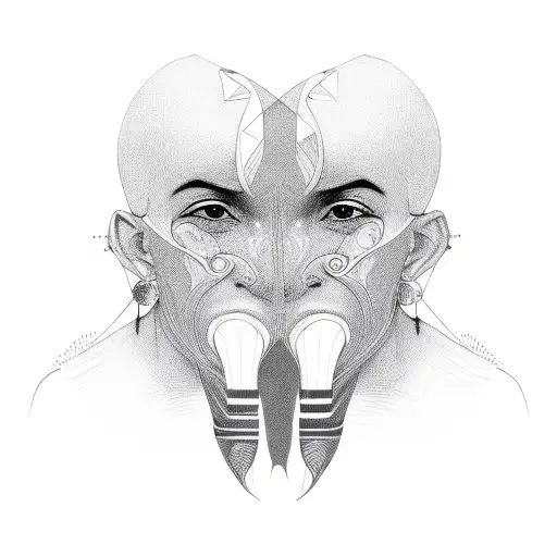 african face with septum tattoo design idea