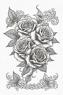 2006 in caligraphy style surrounded by dark roses tattoo design idea