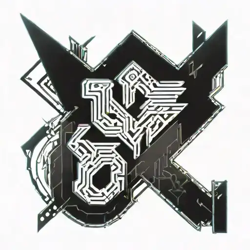 Letters "WOFI" in heavy metal design featuring tattoo design idea