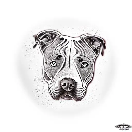 pit bull with white face and brown spots on the left eye and brown spot on the right ear tattoo design idea