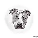 pit bull with white face and brown spots on the left eye and brown spot on the right ear tattoo design idea