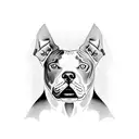 pit bull with white face and brown spots on the left eye and brown spot on the right ear tattoo design idea