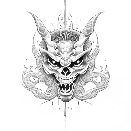 BJJ with demonic full leg  tattoo design idea