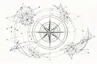 fine line tattoo of compass next to an abstract universe  tattoo design idea