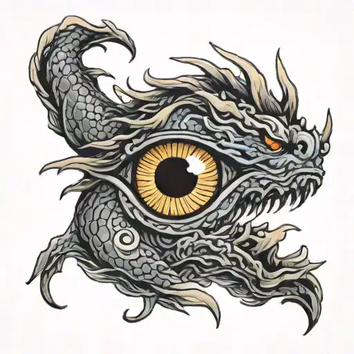 grave fire dragon eye tattoo design idea