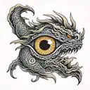 grave fire dragon eye tattoo design idea