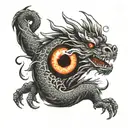 grave fire dragon eye tattoo design idea