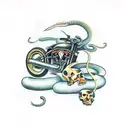 death motorcycle snake tattoo design idea