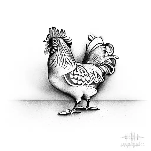chicken rollerskating tattoo design idea