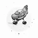 chicken rollerskating tattoo design idea