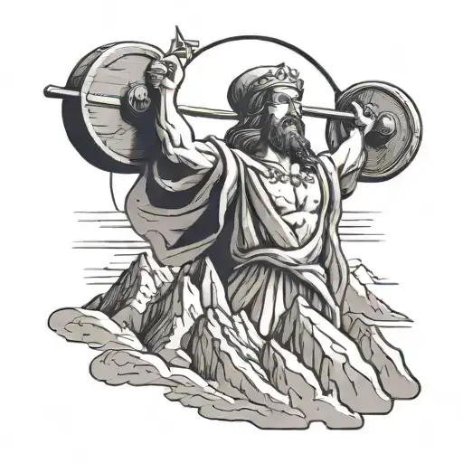 A design featuring Christ carrying the weight of the world on his shoulders, with a mountain peak in the distance tattoo design idea