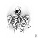 laughing skeleton in open coffin tattoo design idea