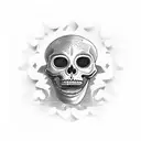 laughing skeleton in open coffin tattoo design idea