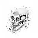 laughing skeleton in open coffin tattoo design idea