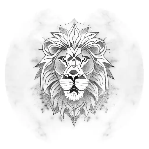 Lion standing on a marble column eating a viper's head tattoo design idea