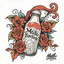 milk bottle tattoo design idea