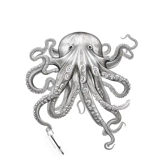 Octopus with chains as tentacles tattoo design idea