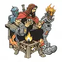 Jesus and Optimus prime sitting around a campfire tattoo design idea