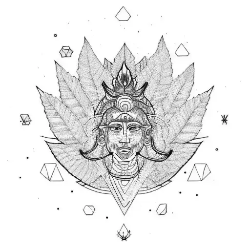 ai human life marijuana shiva tree chakra tattoo design idea
