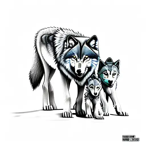 wolf and cubs tattoo design idea