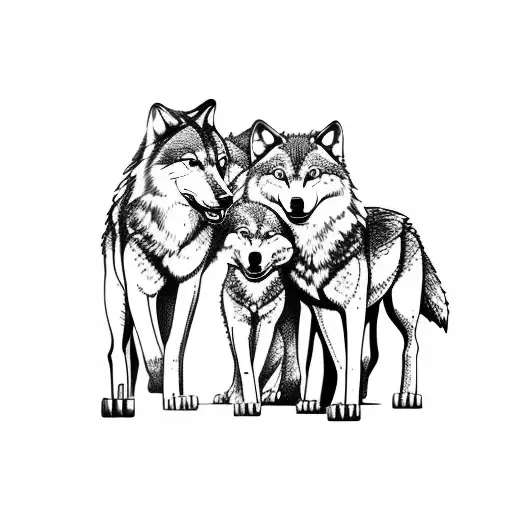 wolf and cubs tattoo design idea