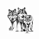 wolf and cubs tattoo design idea