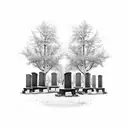 dead trees with tombstones  tattoo design idea