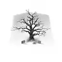 dead trees with tombstones  tattoo design idea