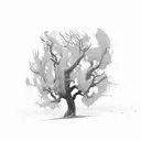 dead tree with tombstone  tattoo design idea